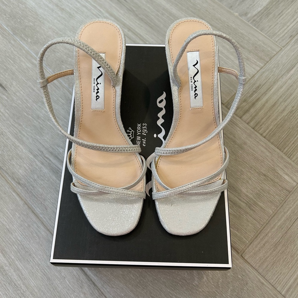Nina Silver Strappy Heeled Sandals